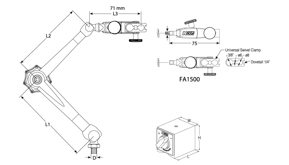 ขาแม่เหล็กจับไดอัล (FAT) drawing