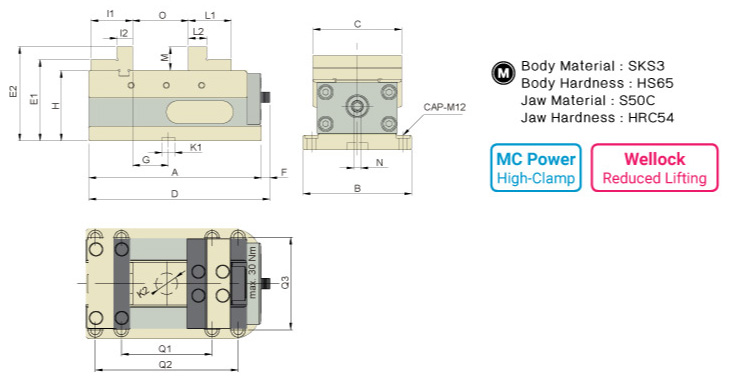 Wellock 5 Axis Mechanical Power Vise drawing