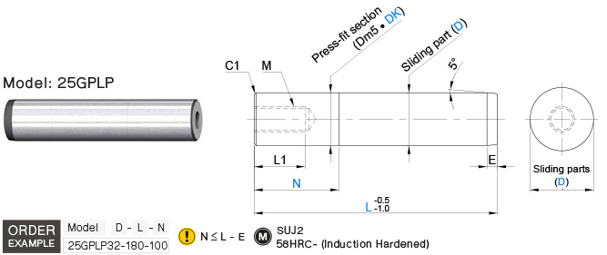 Straight Precision Leader Pin standard part for plastic injection mold